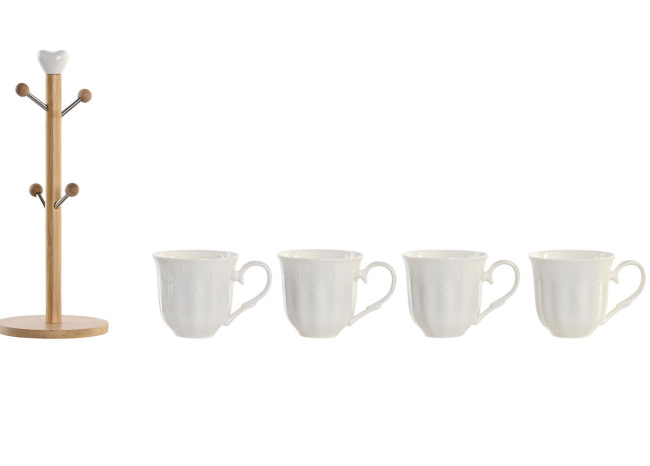 Set 4 tazas con soporte MATHEU
