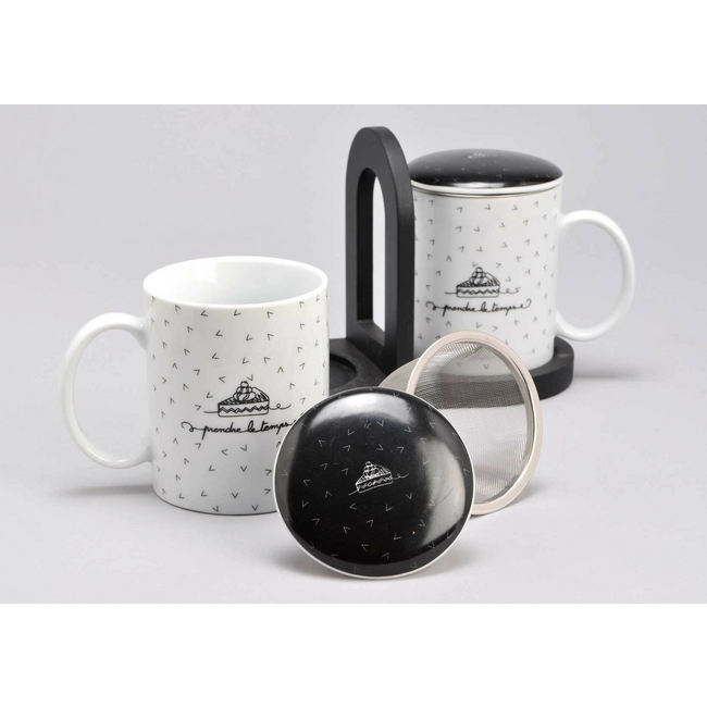 Estuche 2 mugs con filtro con soporte