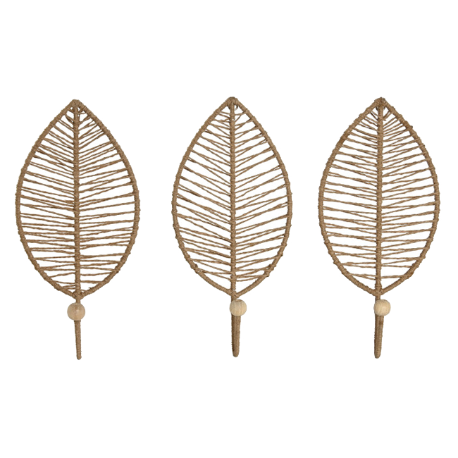 Set 3 perchas HOJAS natural