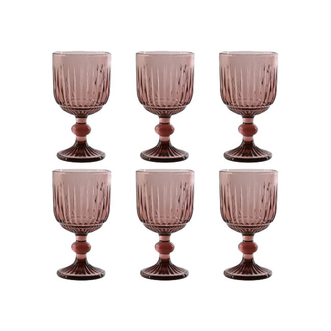 Set de 6 copas RAYADO ROSA 