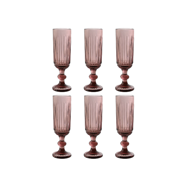 Set 6 copas cava RAYADO ROSA