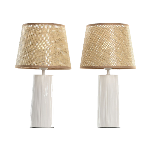 LAMPARA SOBREMESA CERAMICA FIBRA 22X22X40 2 SURT. LA-220163