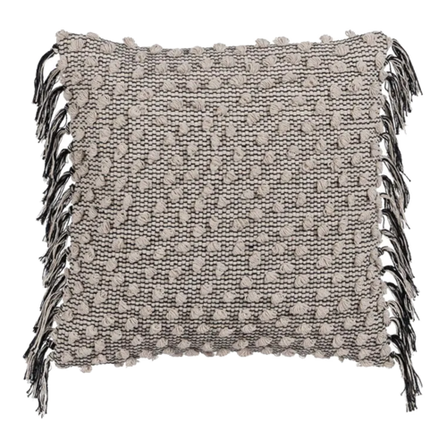 COJÍN BEIGE-NEGRO ALGODÓN DECORACIÓN 45 X 45 CM