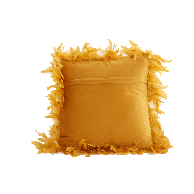 Cojín PLUMAS mostaza