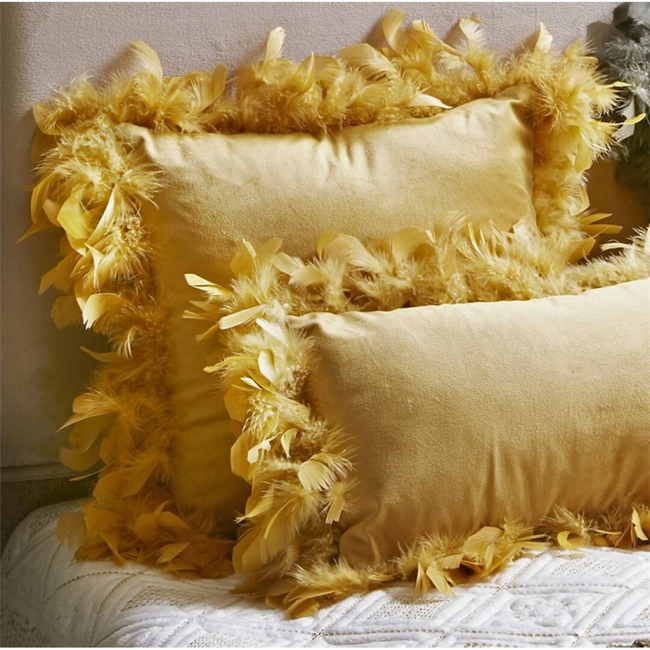 Cojín PLUMAS mostaza