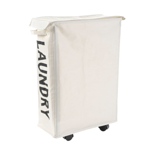 CESTO PARA LA ROPA 46L CON RUEDAS NATURAL