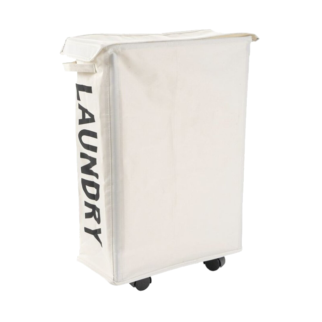 CESTO PARA LA ROPA 46L CON RUEDAS NATURAL