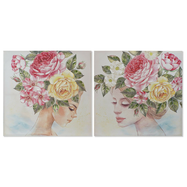 Lienzo mujer flores
