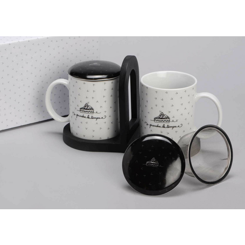 Estuche 2 mugs con filtro con soporte